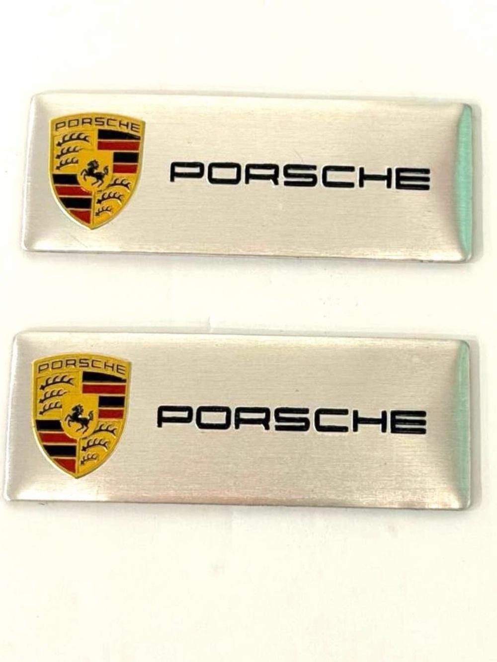 2 Pcs Decorative 3D Aluminum Emblem Sticker for Porsche Silver
